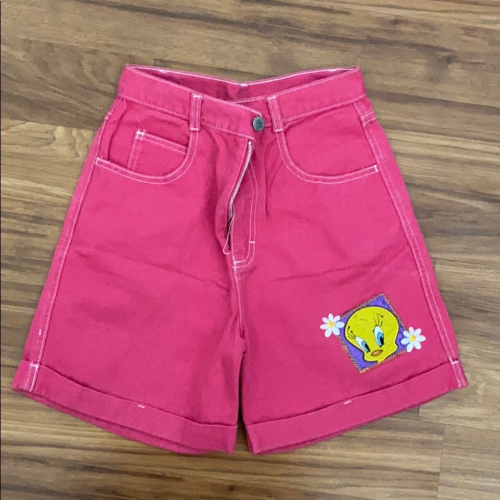 Pink tweety high waisted shorts